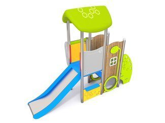 Căsuță cu tobogan pentru loc de joacă - Set cu două platforme - BGL-7114 imagine principala